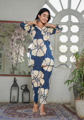 Elegant Ethnic Wear for Women - V-Neck Floral Printed Suit Set
