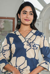 Elegant Ethnic Wear for Women - V-Neck Floral Printed Suit Set
