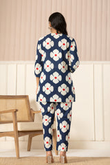 Blue Floral Top & Pants Sleepwear – Cotton Cord Set