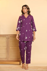 Purple Top & Pants Sleepwear – Cotton Cord Set