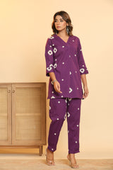 Purple Top & Pants Sleepwear – Cotton Cord Set