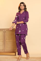 Purple Top & Pants Sleepwear – Cotton Cord Set