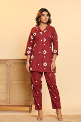 Maroon Top & Pants Sleepwear – Cotton Cord Set