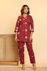 Maroon Top & Pants Sleepwear – Cotton Cord Set