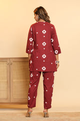 Maroon Top & Pants Sleepwear – Cotton Cord Set