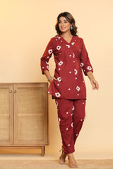 Maroon Top & Pants Sleepwear – Cotton Cord Set
