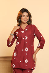 Maroon Top & Pants Sleepwear – Cotton Cord Set