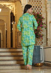 Jaipuri Printed CORD Set - Green & Sky Blue