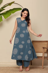 Soft Blossom Women's 2-Piece Cotton Sleepwear Set – Lite Blue Floral Printed Top & Pants