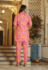 Jaipuri Printed CORD Set - Pink & Orange