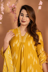 Yellow Floral Elegance Suit Set