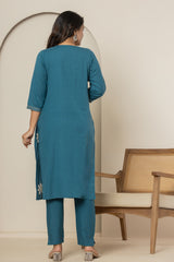 Blue Bloom Women's Dupatta Cotton Sleepwear Set