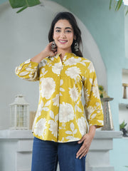 Yellow Floral Top Ethnic Wear for Women