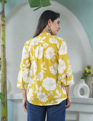 Yellow Floral Top Ethnic Wear for Women