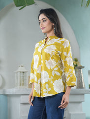 Yellow Floral Top Ethnic Wear for Women