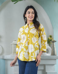 Yellow Floral Top Ethnic Wear for Women