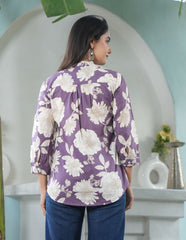 Lavender Bloom Floral Top for Women