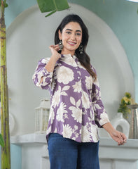 Lavender Bloom Floral Top for Women