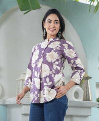Lavender Bloom Floral Top for Women