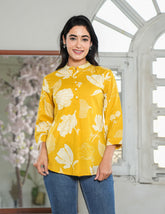 Golden Meadow Floral Top for Women