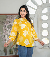 Golden Meadow Floral Top for Women