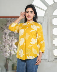 Golden Meadow Floral Top for Women