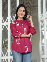 Crimson Garden Floral Top for Women