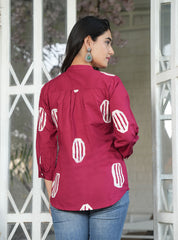 Crimson Garden Floral Top for Women