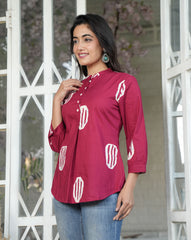 Crimson Garden Floral Top for Women