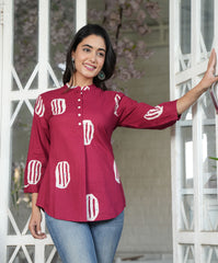 Crimson Garden Floral Top for Women