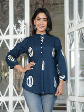 Azure Blossom Floral Top for Women