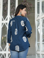 Azure Blossom Floral Top for Women