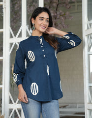 Azure Blossom Floral Top for Women