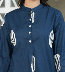 Azure Blossom Floral Top for Women