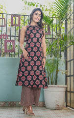 Elegant Black Floral Printed Suit Set - Stylish Ethnic Wear