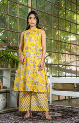 Charming Yellow Floral Printed Suit Set - Vibrant Ethnic Wear