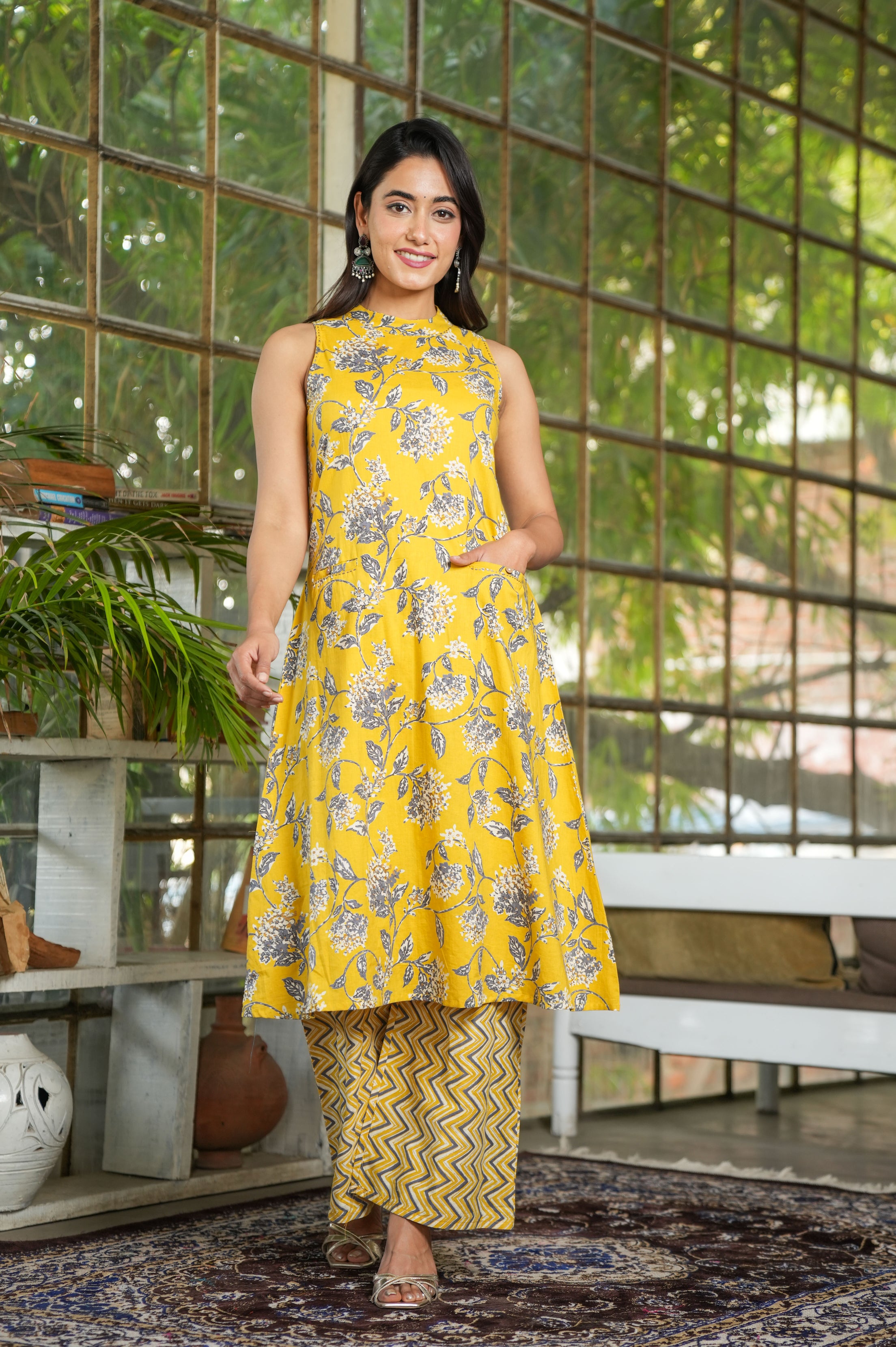 Charming Yellow Floral Printed Suit Set - Vibrant Ethnic Wear