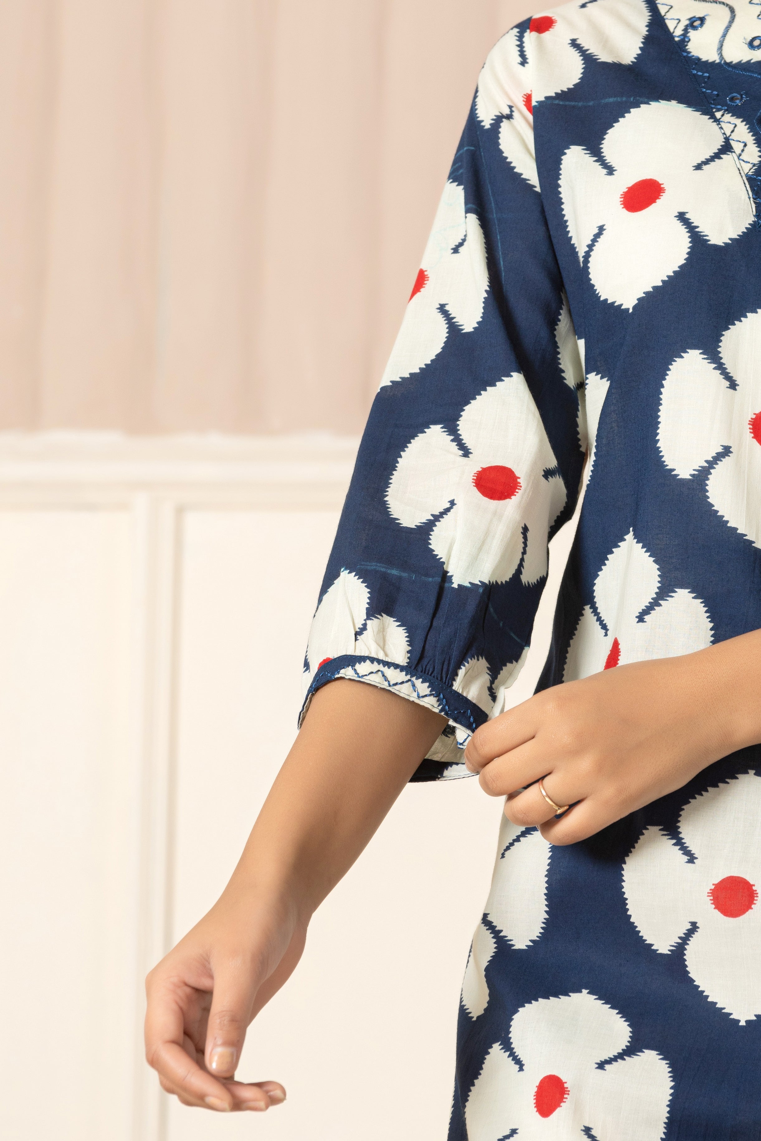 Blue Floral Top & Pants Sleepwear – Cotton Cord Set