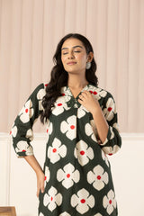 Green Floral Top & Pants Sleepwear – Cotton Cord Set