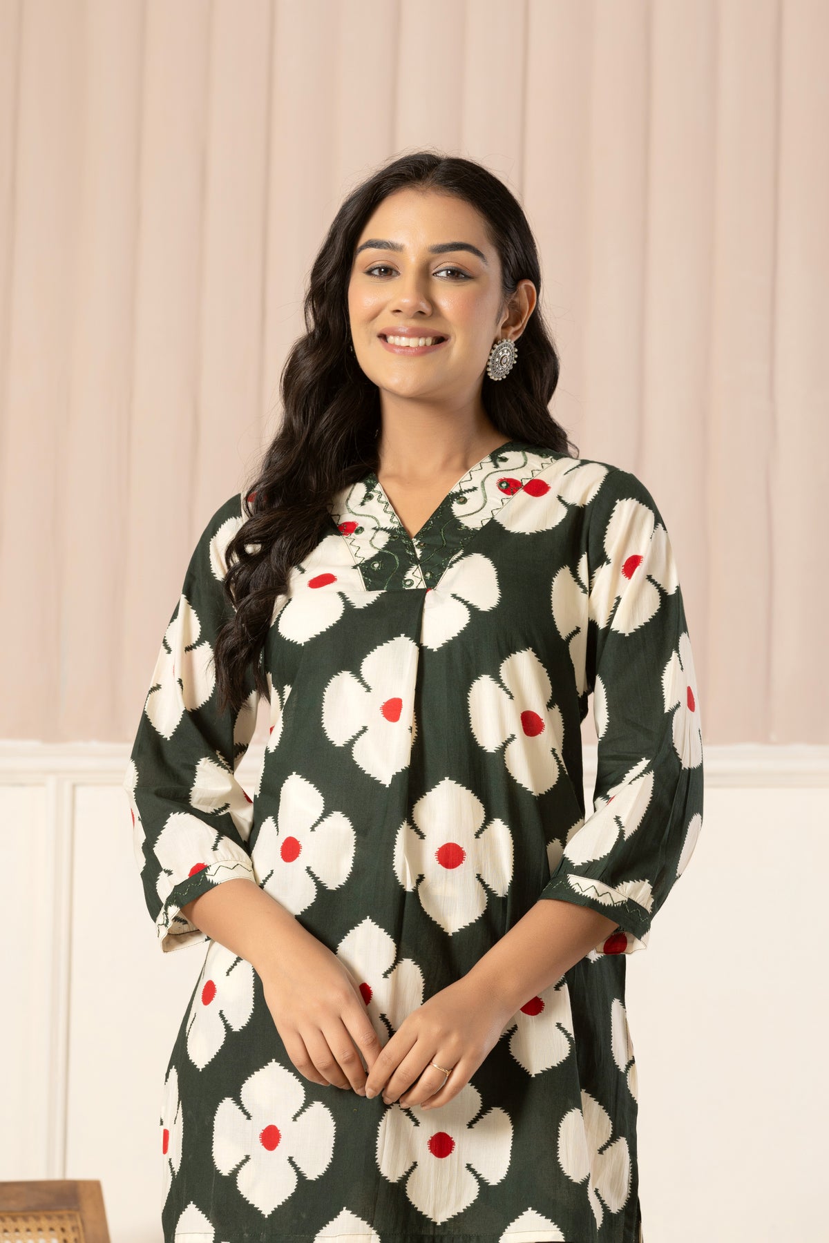 Green Floral Top & Pants Sleepwear – Cotton Cord Set