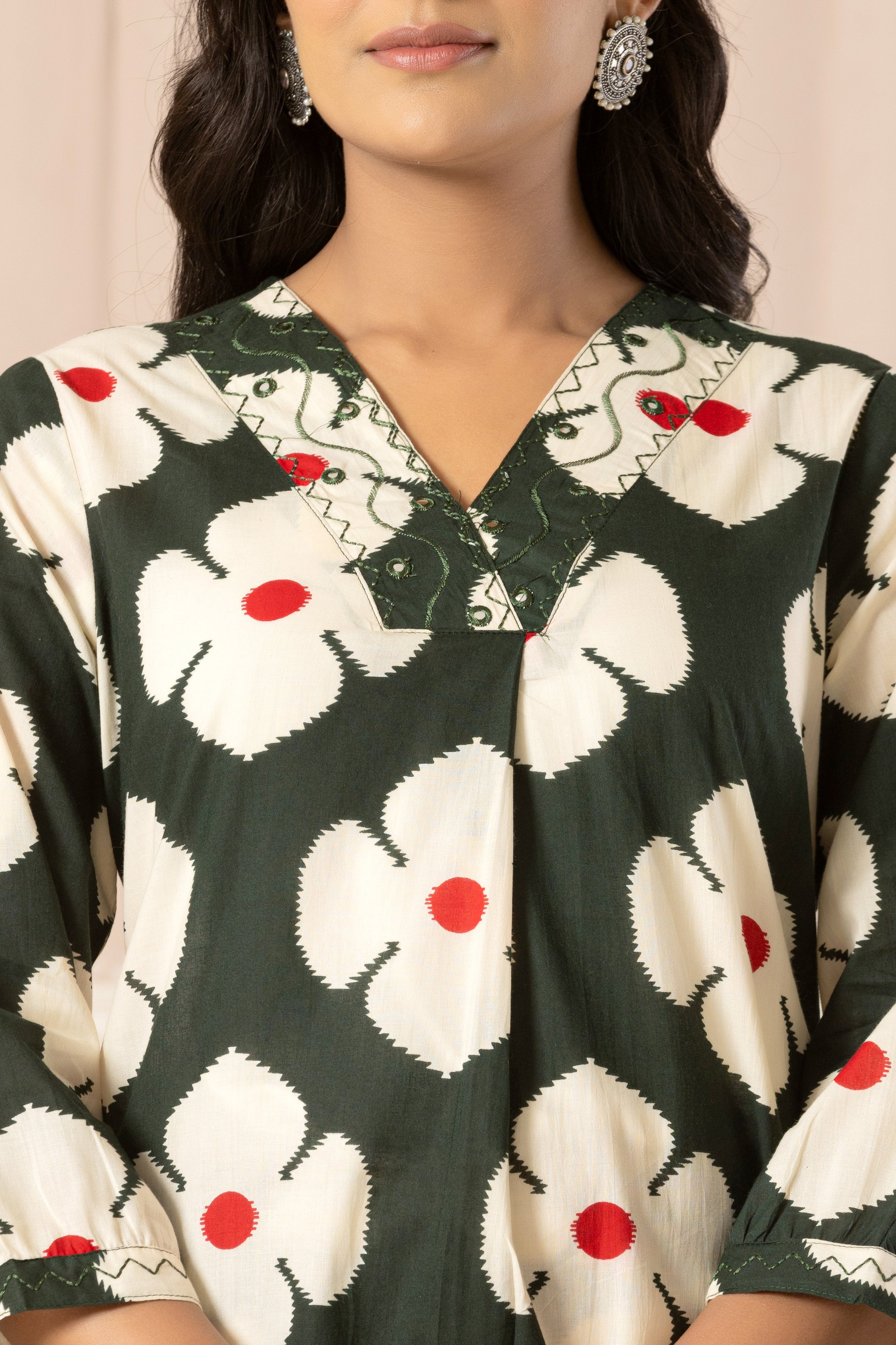 Green Floral Top & Pants Sleepwear – Cotton Cord Set