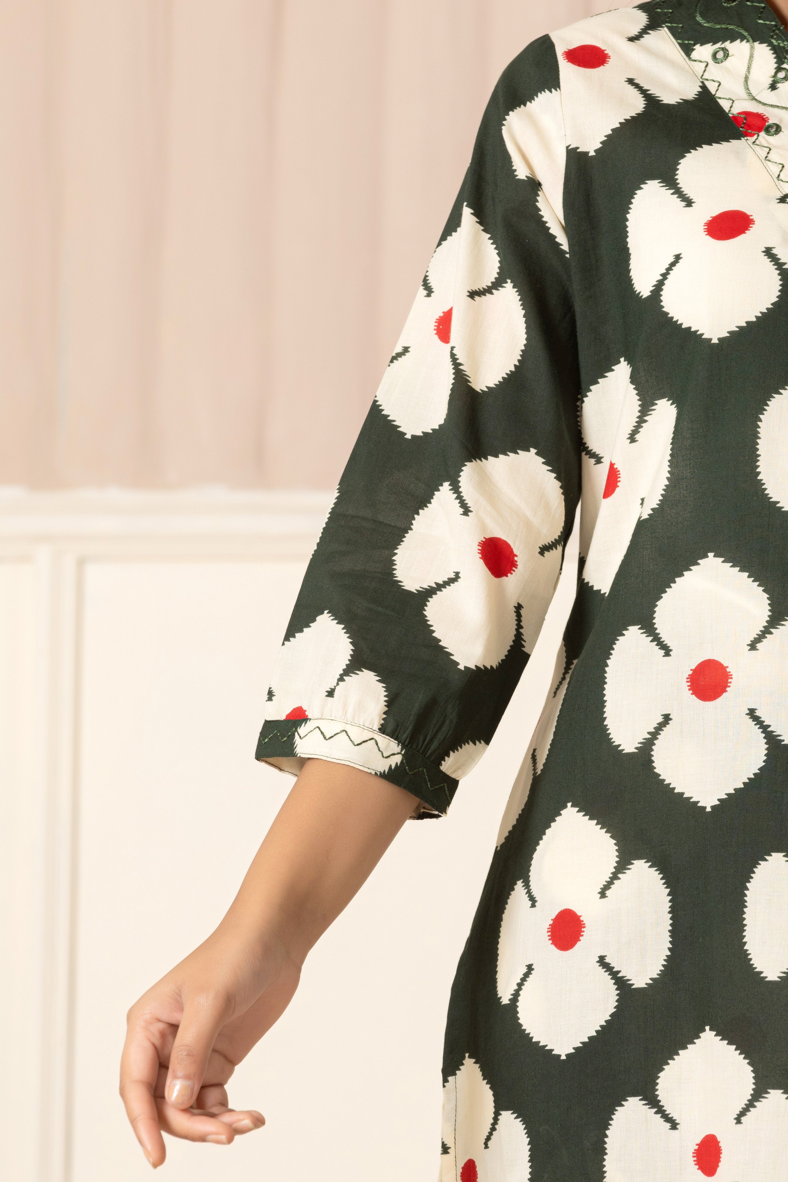 Green Floral Top & Pants Sleepwear – Cotton Cord Set