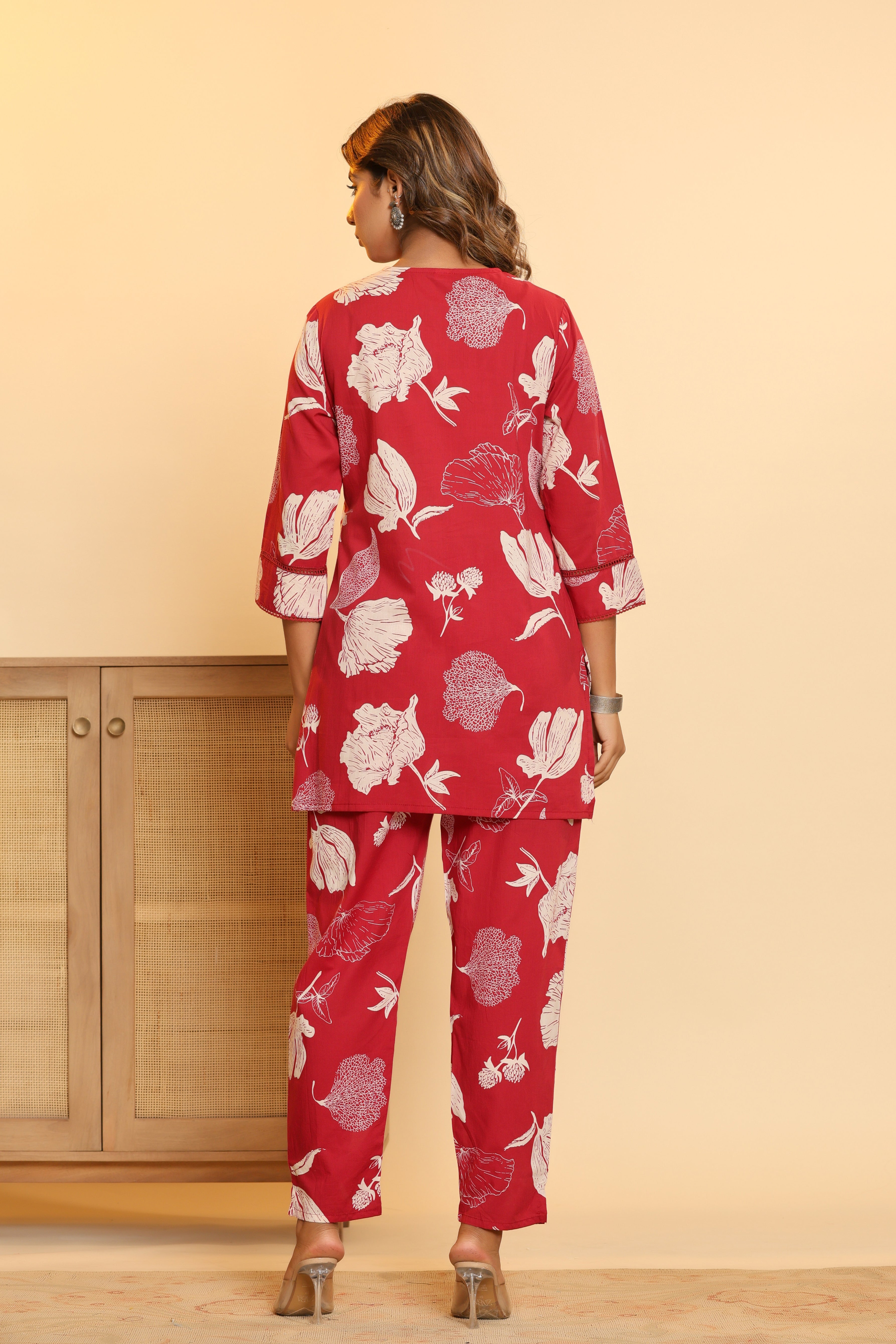 Pink Floral Top & Pants Sleepwear – Cotton Cord Set