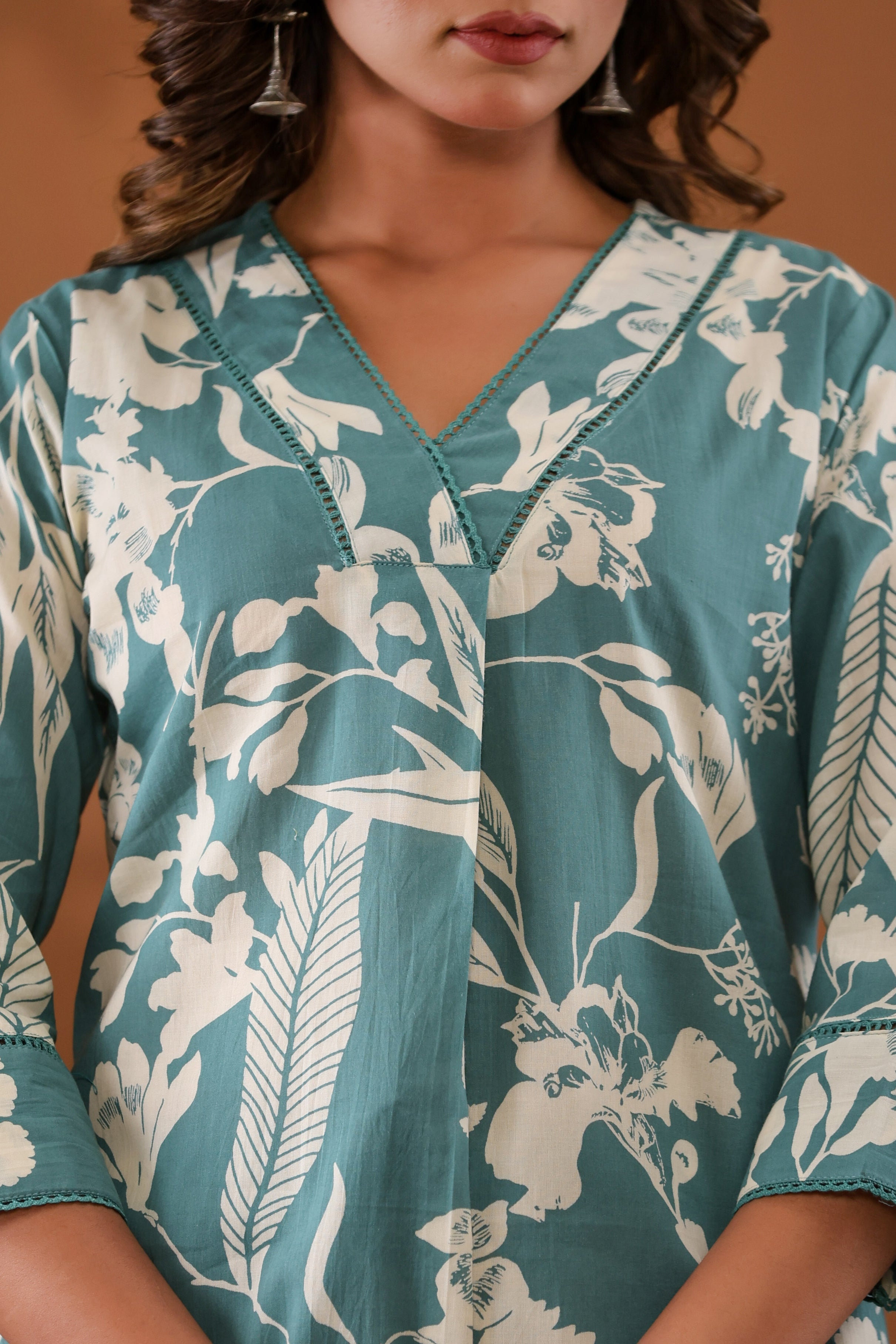 Sky Blue Floral Top & Pants Sleepwear –  Cotton Cord Set