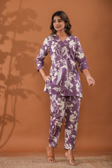 Floral Top & Pants Sleepwear  – Cotton Cord Set