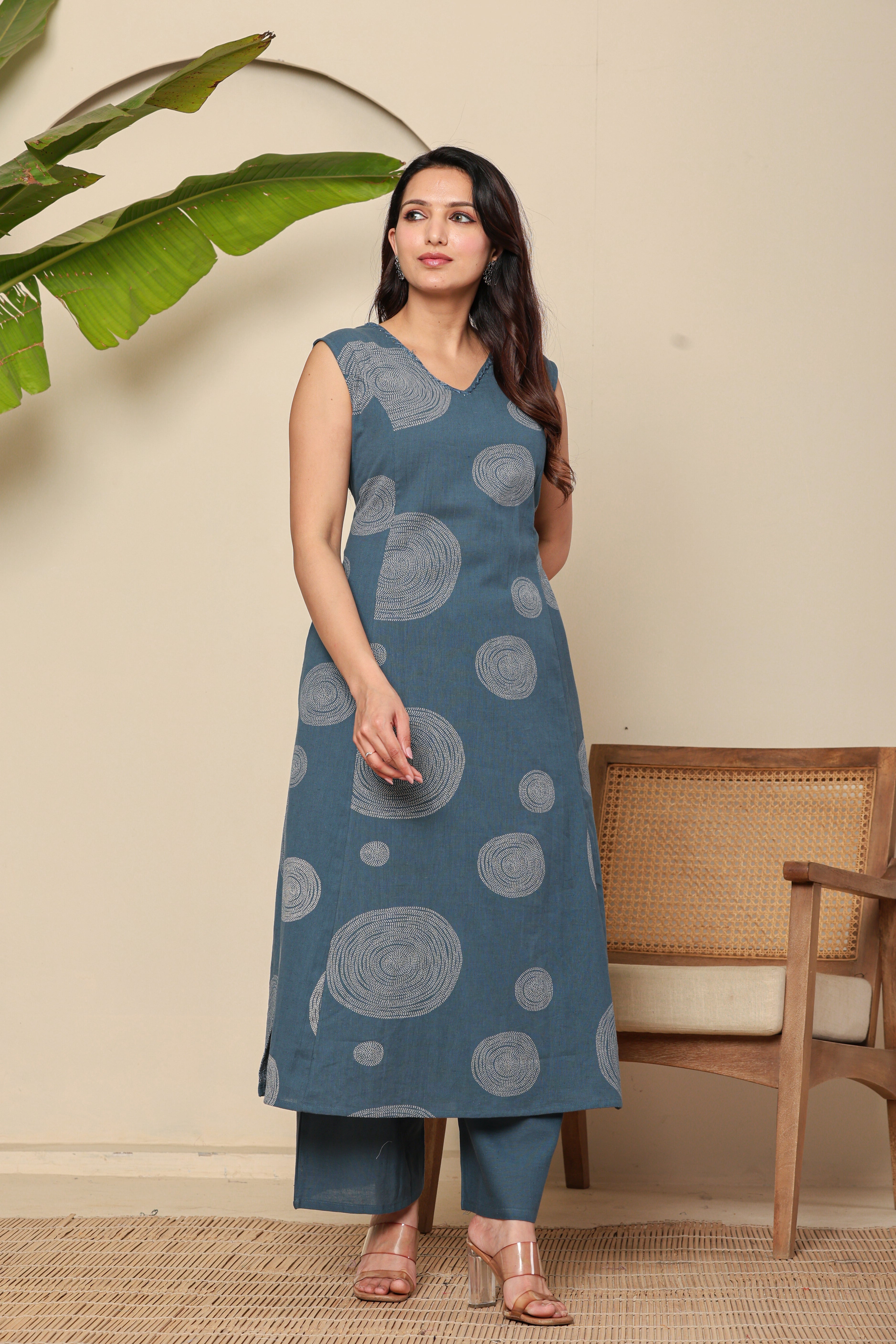 Soft Blossom Women's 2-Piece Cotton Sleepwear Set – Lite Blue Floral Printed Top & Pants