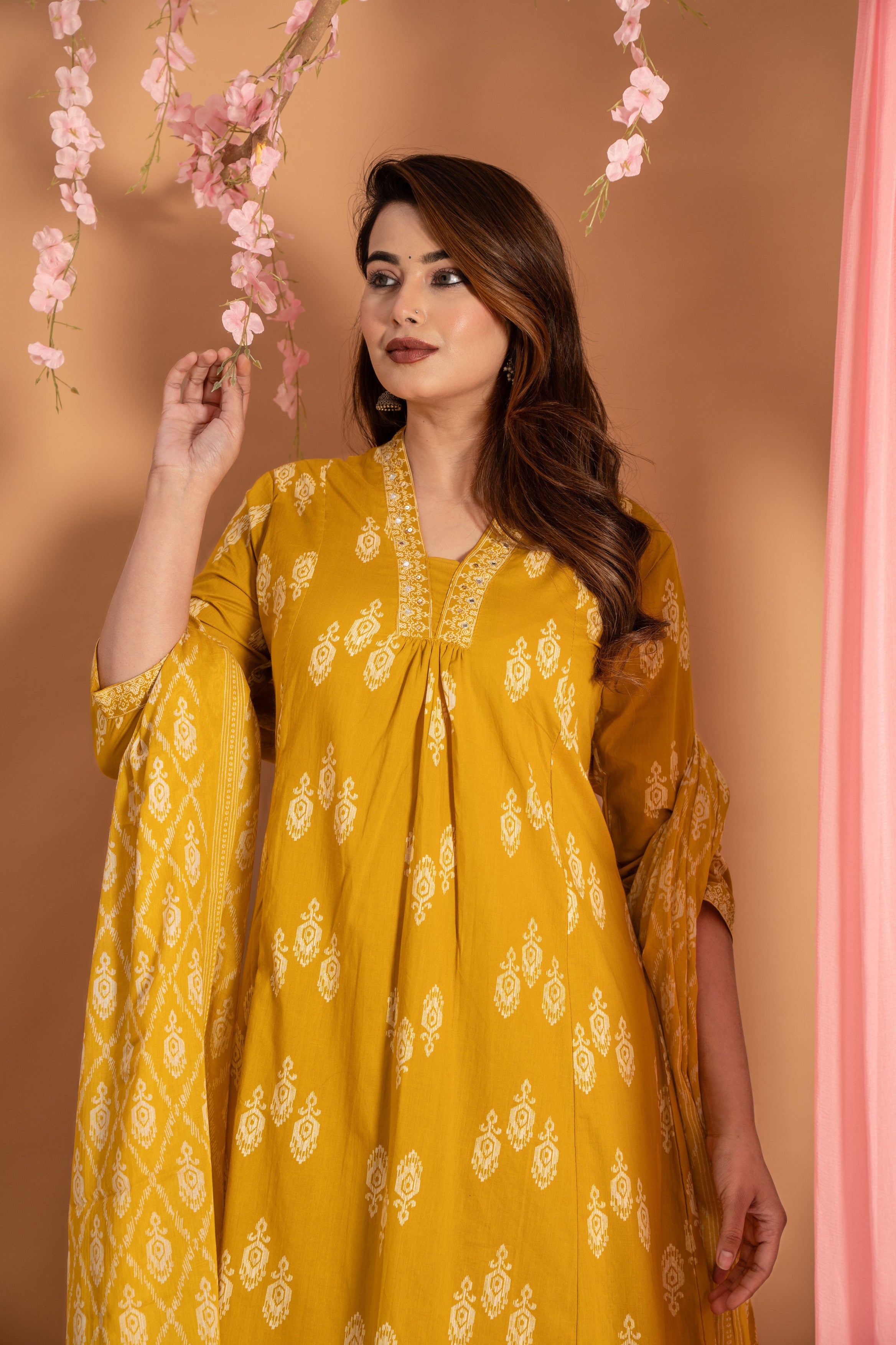 Yellow Floral Elegance Suit Set