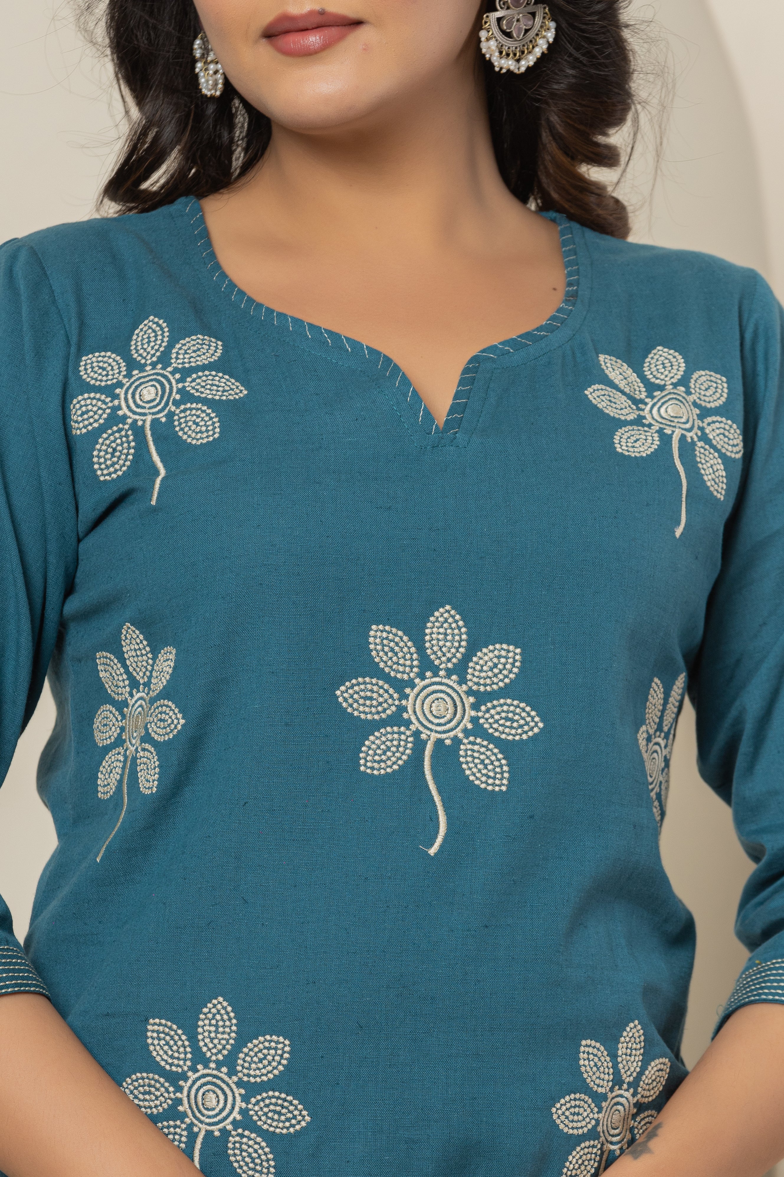 Blue Bloom Women's Dupatta Cotton Sleepwear Set