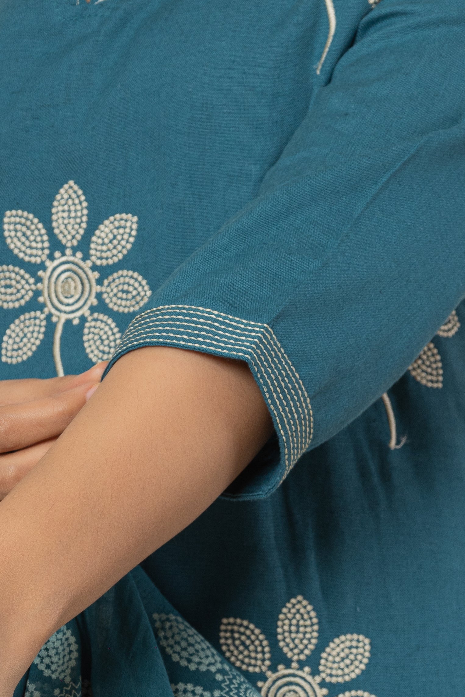 Blue Bloom Women's Dupatta Cotton Sleepwear Set