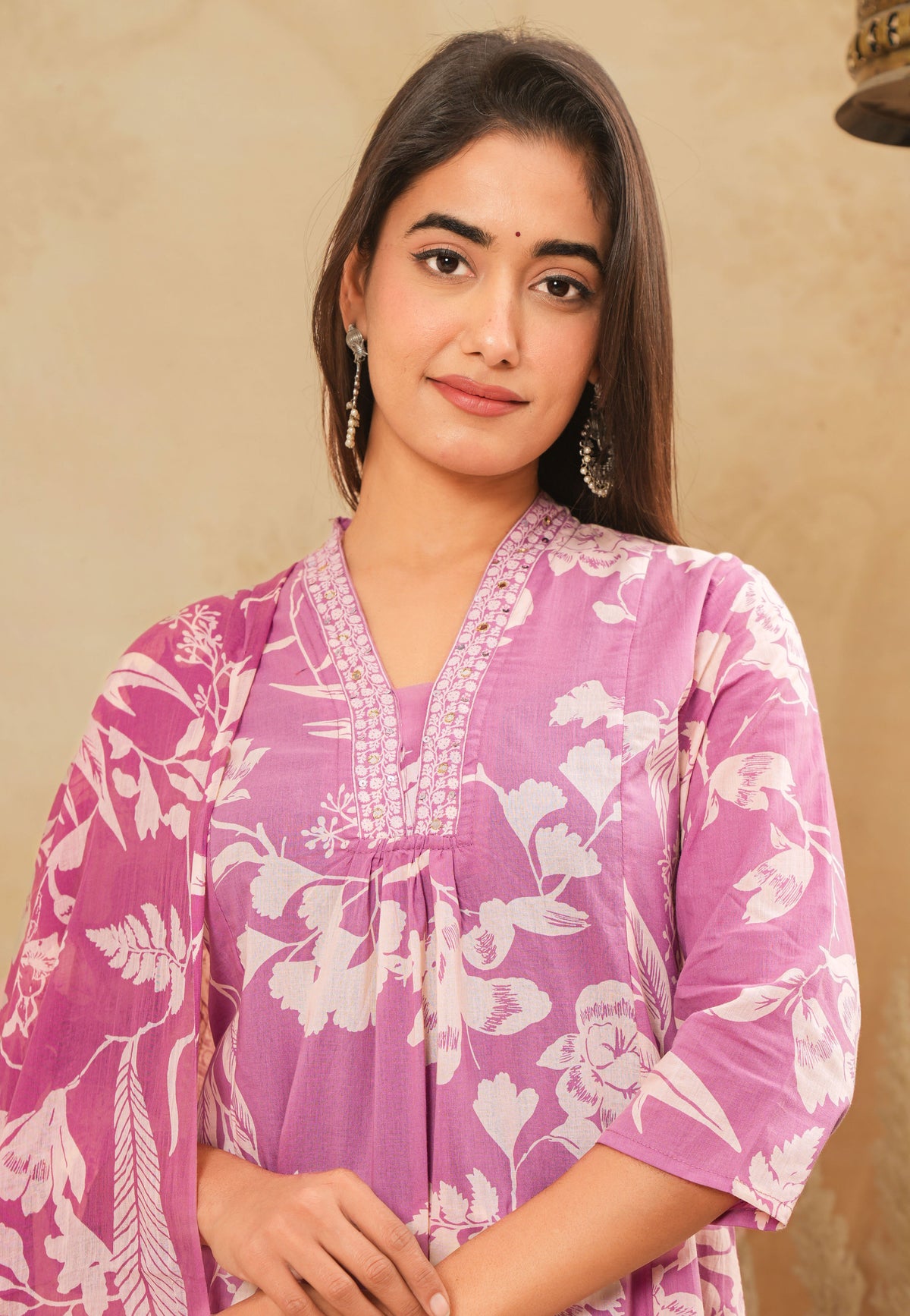 Pink Blossom Women's Dupatta Cotton Set – Floral Printed